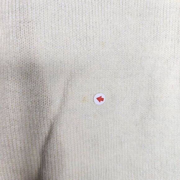 Vintage 50s Wool Sweater Rosette Flowers Cardigan Womens Size M White Pink Pinup - Picture 4 of 7